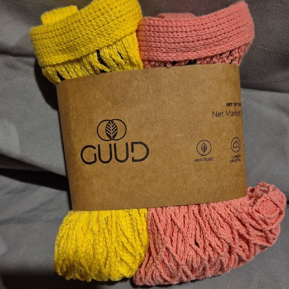 GUUD Yellow and Pink Net Market Bags